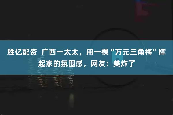 胜亿配资  广西一太太，用一棵“万元三角梅”撑起家的氛围感，网友：美炸了